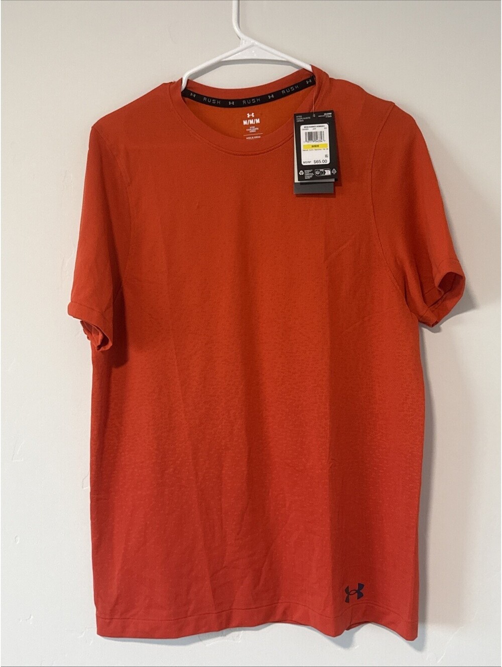 Under Armour Rush Vanish Elite Seamless Fade Orange T-Shirt  Men's Size M Fitted